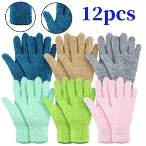 6 Pair Microfiber Dusting Gloves Household Dusting Cleaning Glove Washable Plant Dusting Mittens