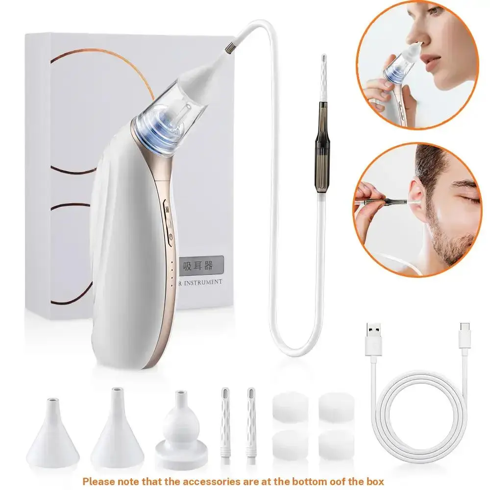 Electric Ear Nose Vacuum Cleaner, 3 Suction Levels Nasal Aspirator, Earwax Removal Tool, Ear Cleaning Tool, Ear Cleaners, Earwax Remover Tool, Ear Canal Cleaner, Ear Hole Cleaner, Swimming Flying Ear Suction Device USB Rechargeable