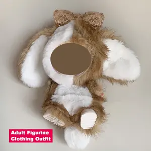 Fluffy Lop-Eared Dog Plush Outfit Set, sutiable Labubu Clothes Set, 17cm Doll Outfit, Fashion Accessories for The Monsters, Collectible Doll Clothing, Labubu Fashion Outfit Set, Cute Miniature Costume for The Monsters Vinyl Figure