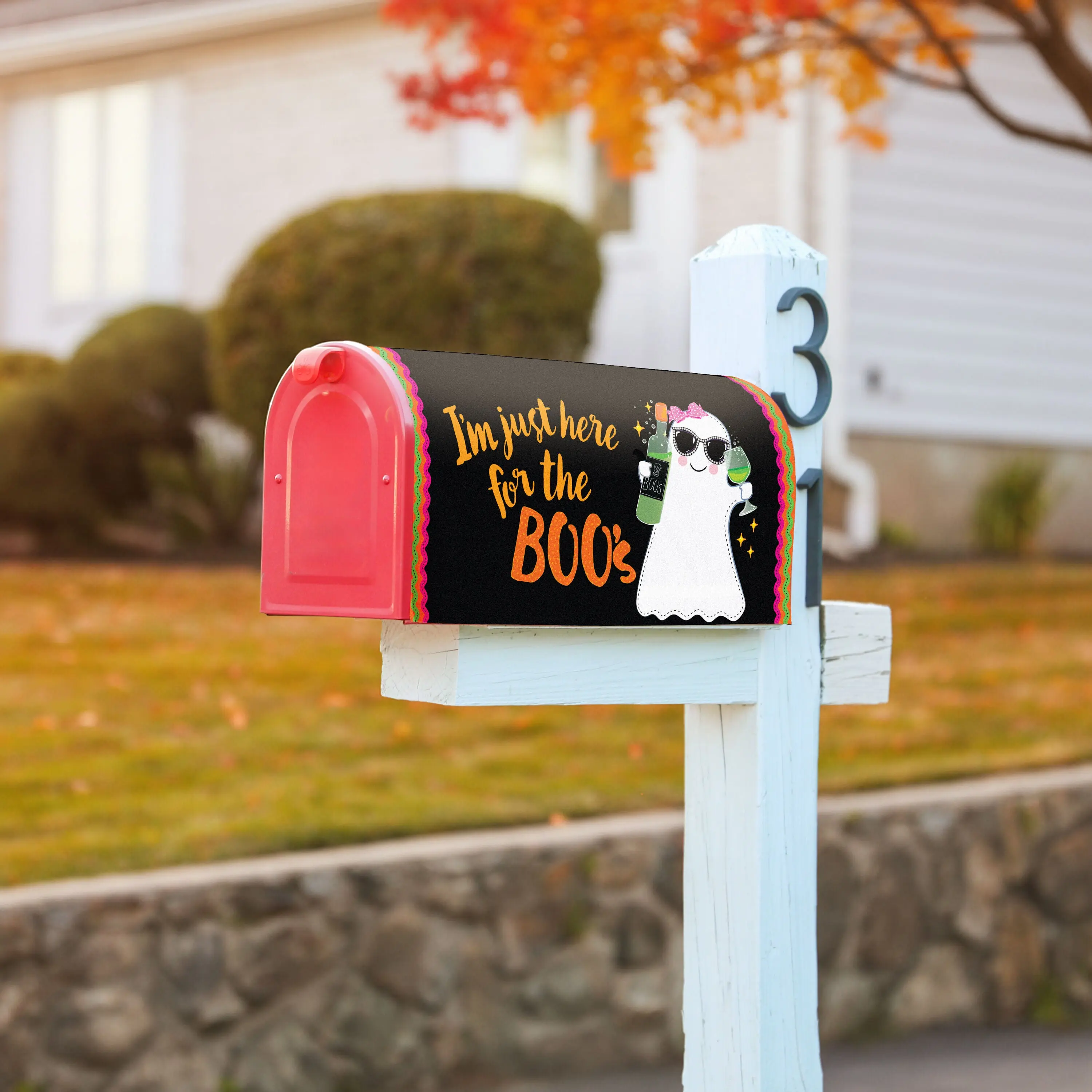 Halloween Themed "Here For The Boos" Mailbox Cover, Postal Supply for Office & Home Mailbox Decoration