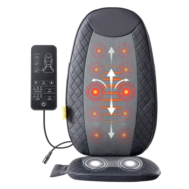 Sweetcrispy Heated Adjustable Foam Shiatsu Neck & Back Massage Chair Pad - Vibrating Household Textile Chair Cover with Heating Function, Multi-Zone Deep Knead, Back & Muscle Pain Relief