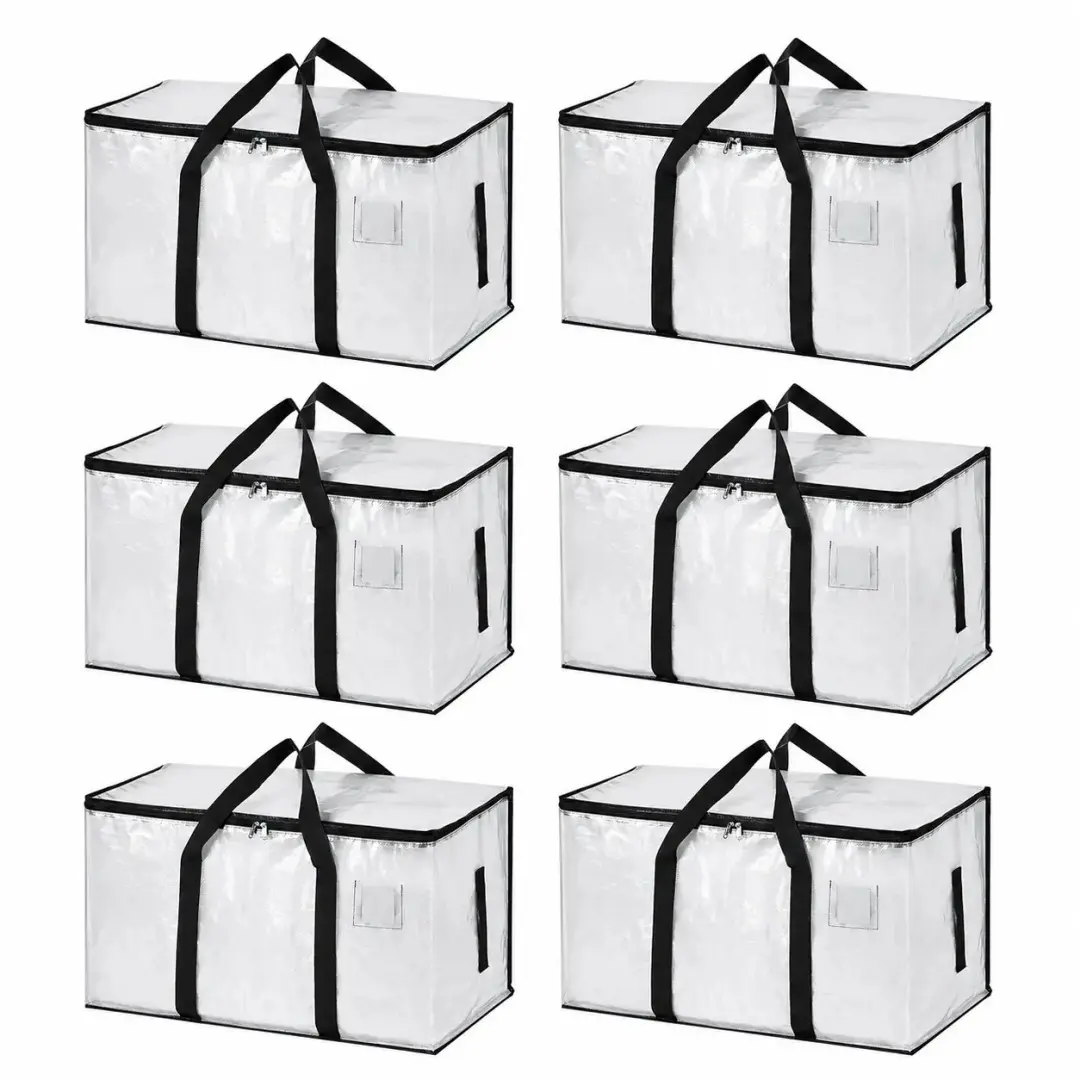 2/4/6 Pack Extra Large Moving Bags with Handles, Heavy Duty Waterproof Storage Totes for House Moving & College Dorm Essentials, Space Saving Foldable Luggage Bags with Tag Pocket, Replaces Moving Boxes for Clothes, Comforters & Packing Supplies