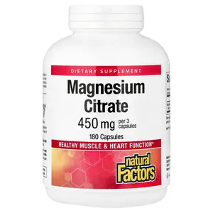 Natural Factors Magnesium Citrate, 180 Capsules (150 mg per Capsule)