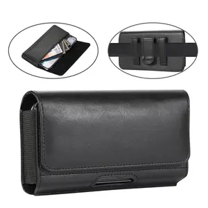 Cell Phone PU Leather Holster Belt Clip Card Slot Magnet Pouch Man Waist Bag Carrying Perfect For Outdoor Daily Use