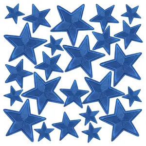 24Pcs Royal Blue Star Iron On Patches, Big Embroidered Applique for Jeans Jackets Hats Backpacks T-Shirt