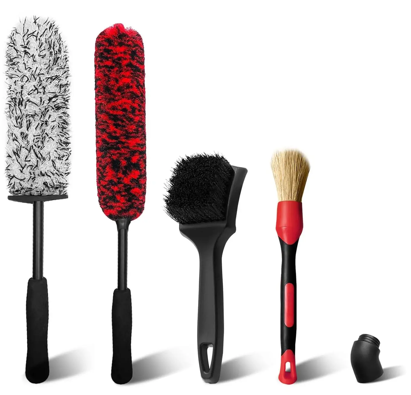Car Wheel Cleaning Kit, 360° Bendable Wheel Brush with Premium Boar Hair Detailing Brush | Microfiber Scratch-Free Wheel and Tire Brush Kit for Cleaning