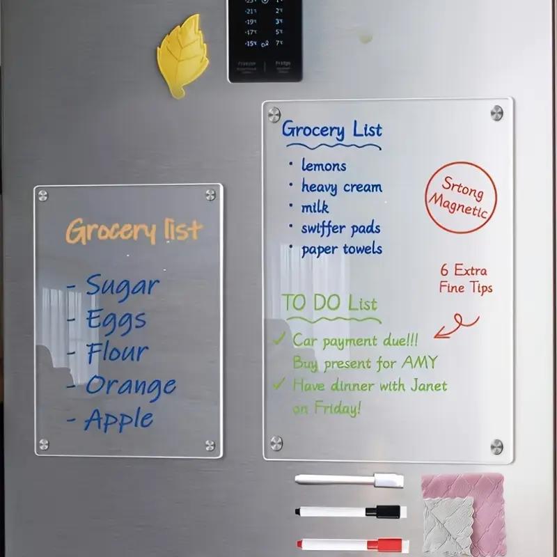 Magnetic Acrylic Calendar For Fridge, 1 Count Clear Dry Erase Message Board With 5 Marker Pen, Refrigerator Note Board For Home Office Daily Planner