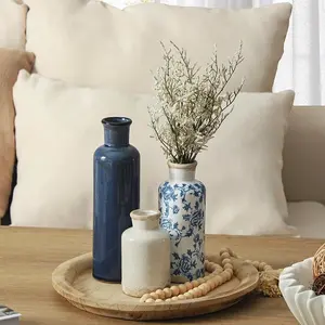 3pc Ceramic Flower Vase Set, Multi-Color Living Room Bedroom Table Decor, Modern Simple Dried Flower Holder, Wedding Decoration, Holiday Gift