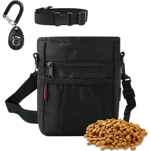 Dog Treat Pouch with Magnetic Closure, Treat Pouches for Pet Training, Large Dog Treat Training Pouch with Dog Clicker, Built-in Poop Bag Dispenser, Hands-Free Snack