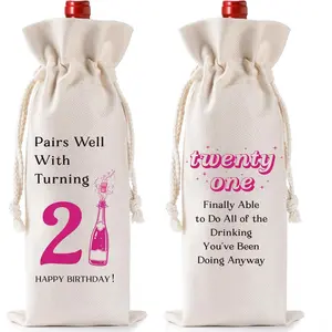 21st Birthday Gifts  Bag for Her - Funny 21  Happy Birthday  Bottle  Bags, Pairs Well with Turning Twenty One Present for Girls Friend Family