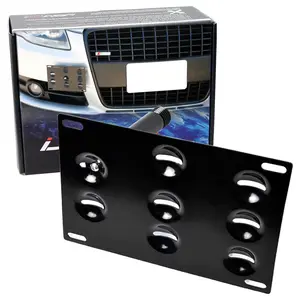 iJDMTOY No Drill Front Bumper Tow Hook License Plate Mounting Bracket Adapter Kit For 01-08 Audi A4 S4 RS4, 05-11 Audi A6 S6