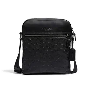COACH Houston 22 Embossed Leather Crossbody Bag for Men in Black
