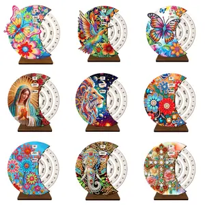Wooden Special Shaped Flower Cross DIY Diamond Painting Moon Perpetual Calendar