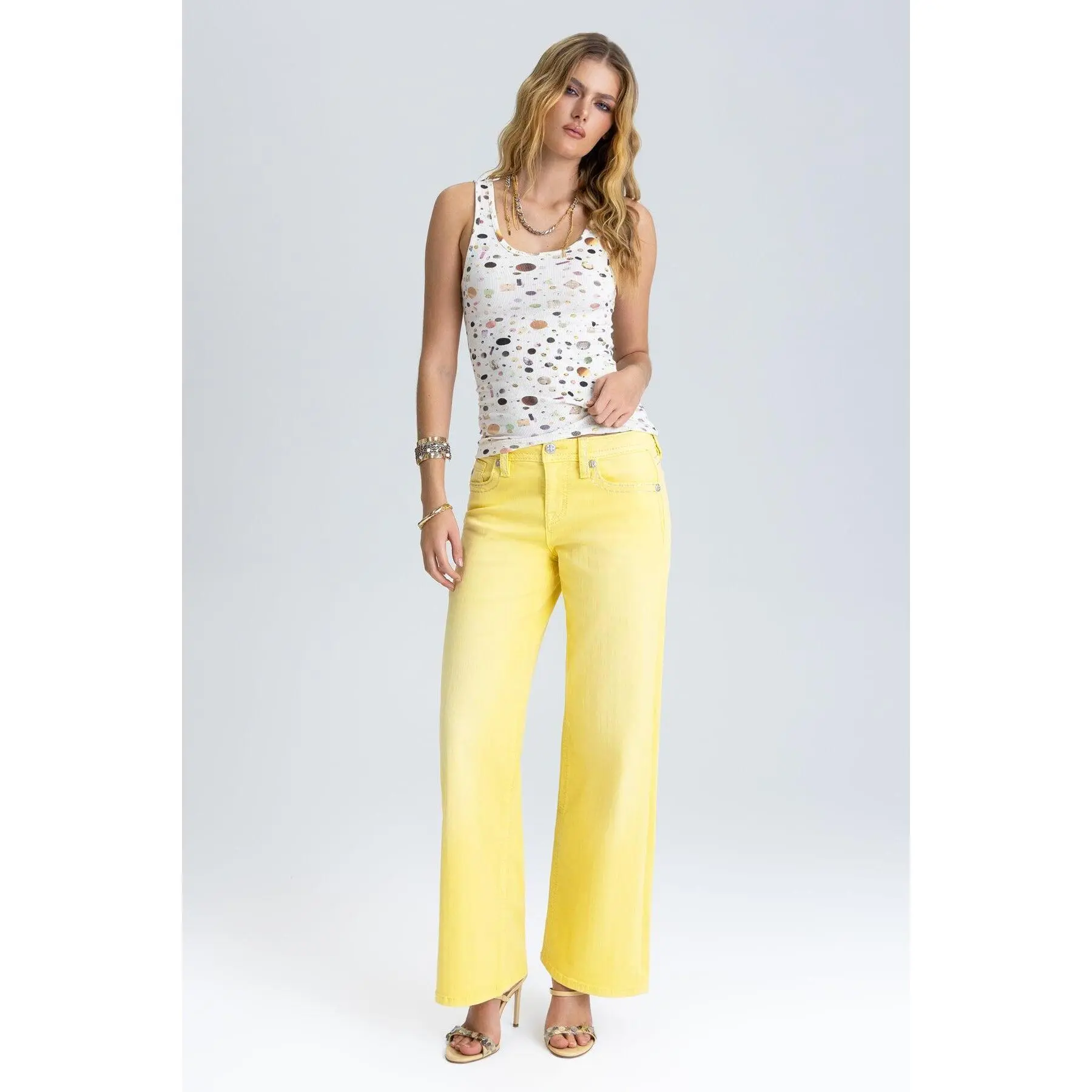 Circuit Stitched Wide Leg Jeans