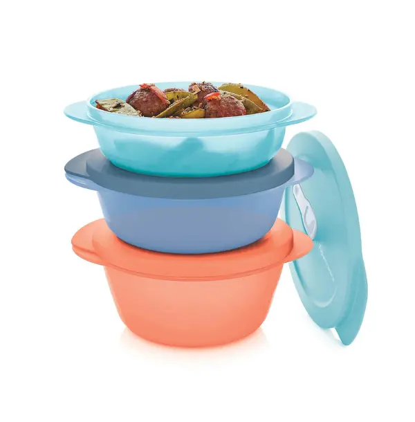 Tupperware CrystalWave PLUS 3-Piece Round Microwave-Safe Kitchen Storage Set, Leak-Proof Containers (1½-cup, 2¼-cup, 3.25-cup) - Maintains Freshness for Cold & Hot Meals