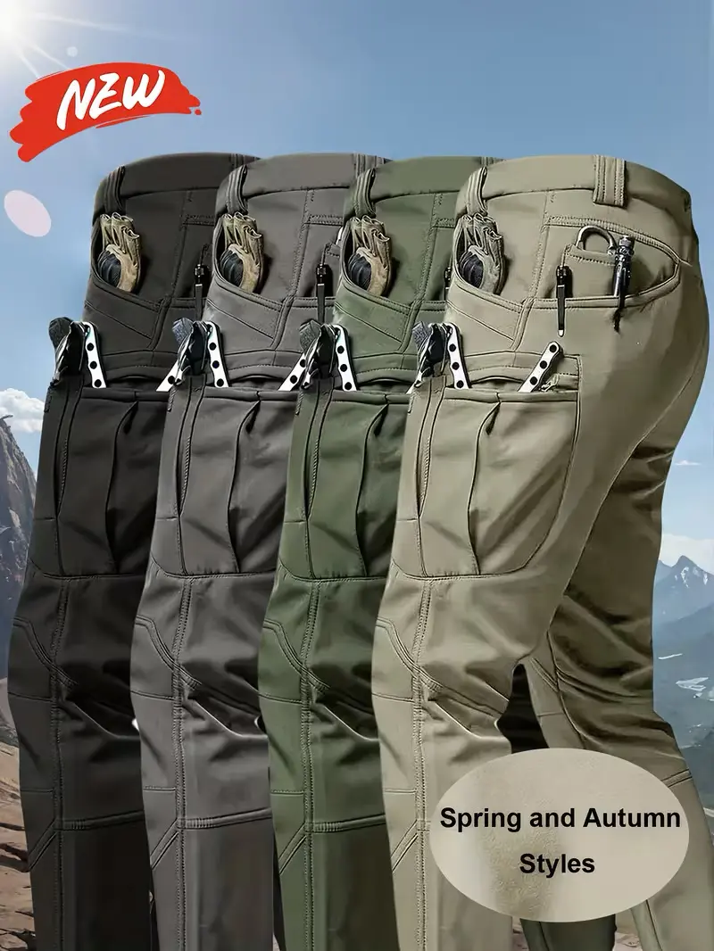 Men’s Tactical Pants – Stretch Waterproof Fabric, Single Pack, Durable Cargo Pants for Hiking, Casual Wear, and Work, Multiple Pockets (Belt Not Included)