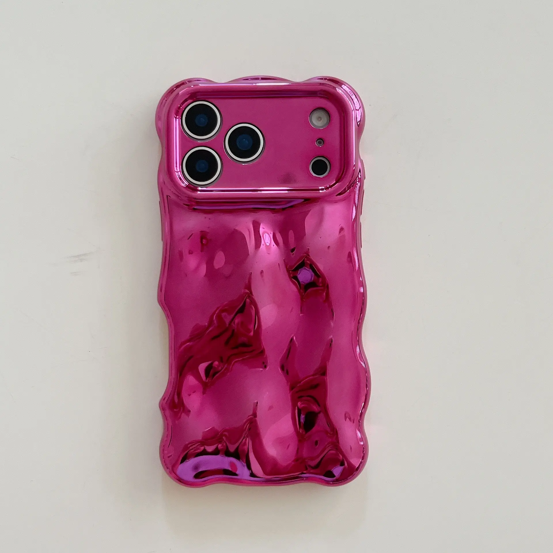 Metallic Electroplated Wave Pattern Shockproof Soft TPU Smartphone Case - Customized Ins-Style Protective Cover, Mobile Accessory for iPhone 17 Pro Max/16/15/14/13
