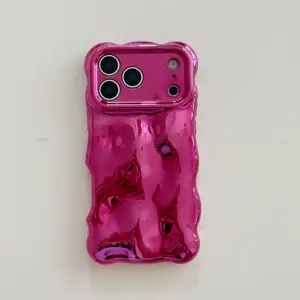 Trendy Electroplated Wave Pattern Shockproof Soft Case IP17 Pro Max/16/14/15/13 Personalized Ins Style TPU Protective Cover