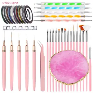 ✨ 5/20/21/38-Piece Nail Art Brush Tool Set Nail Art Kit | Includes Nail Brushes / Resin Mixing Palette / Dotting Pens / Liner Brushes / Brush Holder / Tweezers / Decorative Threads | Suitable for Both Nail Art Beginners and Professional Manicurists