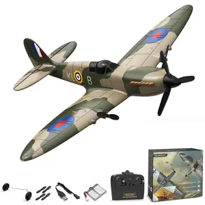Volantexrc RC Plane 3 Channel Remote Control Plane Fighter Spitfire with 6-axis Gyro 2.4GHz RTF Radio Controlled Aircraft Easy to Fly With 2 Batteries for Beginners Adults