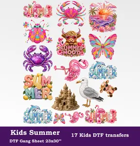 Summer DTF Gang Sheet for Kids, 23x30 in. Cute Heat transfers