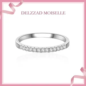 Delzzad S925 0.2ct Round Synthetic Moissanite Wedding bridal Set Band Stackable Cubic Eternity Ring Daily Costume Jewelry Accessories Perfect Birthday Wedding Engagement Anniversary Gifts for Women