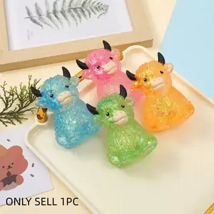 Maltose Highland Cow, Adult Mini Cute Animal Squeezing Toy, Used to Relieve Anxiety with a Slow Rising Feeling Fidget Stress Ball, Easter Basket Fillers Party Gift for Cow Enthusiasts