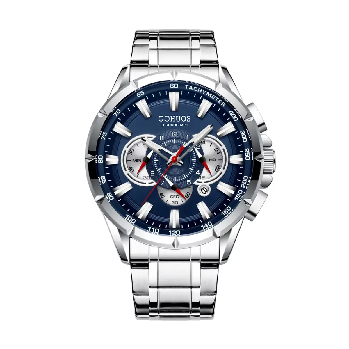 GOHUOS Spring Style Upgrade: Timeless Men’s Watches Mens Watch Elegant Premium Design Chronograph Water Resistant Quartz Watch Stainless Steel Strap Calendar Wristwatch