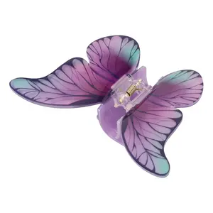 Unique Bargains Grace Butterfly Hair Clips Hairdo Clip for Women 4.45"x3.23"x1.38", Purple