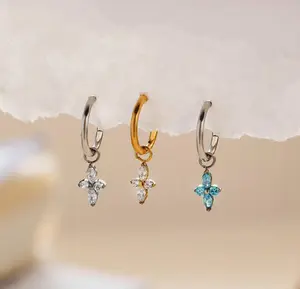 18G/16G Titanium Dangle Hoop, Cartilage/Conch/Helix Hoop Earring, Septum clicker,  Hoop earrings, gold cartilage stud