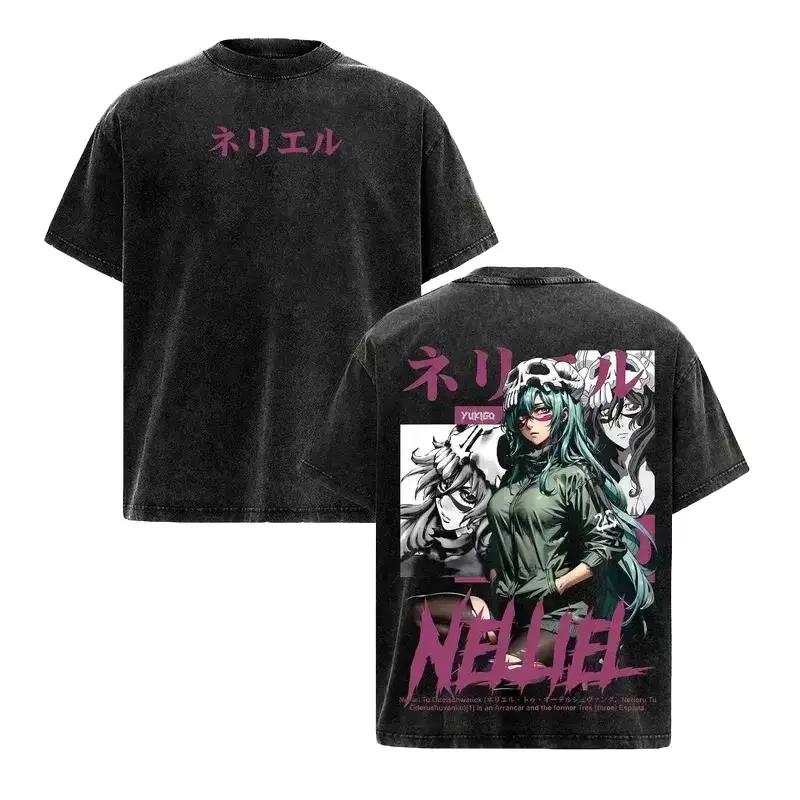 Vintage Anime Graphic Tee Nelliel Tu Odelschwanck Bleach Manga Shirt, Unisex Oversized Heavyweight Cotton Acid Wash Distressed T-Shirt, Retro Y2K Streetwear Arrancar Merch Men Women, Japanese Harajuku Aesthetic Summer Casual Daily Graphic Tee Tops 2026.