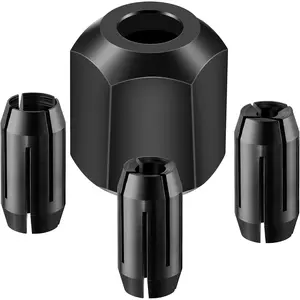 Collet and Nut Kit Compatible with CN1, Silver, 3 (1/8-inch, 5/32-inch, 1/4-inch) and 1 Nut for Spiral Saw Tools and Cut Out Tools (Black)