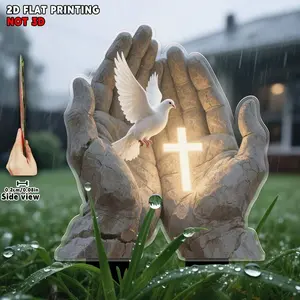 Boho Style Acrylic Garden Stake, Eternal Light Angel & Love Design, Outdoor Decor for Courtyards & Potted Plants, No Power Needed