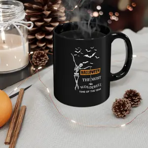 Halloween The Most Wonderful Time Of The Year Coffee Mug, Scary Halloween Tea Cup, Wonderful Time Halloween Gift, Halloween Skeleton Mugs