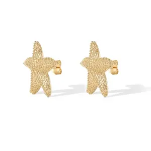 Tewiky Posts Starfish Statement Earrings for Women | Chunky Ocean Starfish Stud Earrings | Hypoallergenic Jewelry For Summer