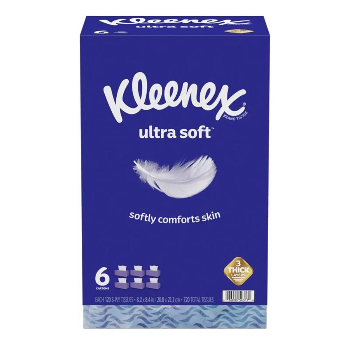 White Ultra Soft 3-Ply Paper Facial Tissues & Napkins, 8.4 in x 8.2 in, 120 Count per Pack - Durable, Lotion-Free, 4-Pack Home Care Supplies, Napkin