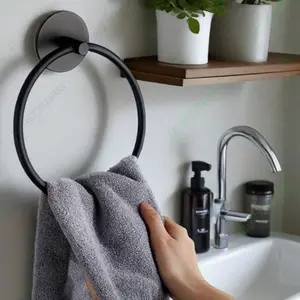 Stainless Steel Towel Ring, Wall Mounted Rust-Resistant Round Towel Holder, No Drilling Required, Durable and Stylish Design for Bathroom, Bathroom Accessory, Bathroom Organizing Accessories