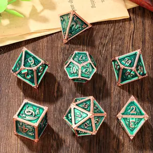 Metal Dice Set with Dragon Pattern, Polyhedral Metal Set, 7 Multi-Faced Metal Dnd Dice Set, Beginner Dungeons & Dragons Kit, Role-Playing Tabletop Game Accessories