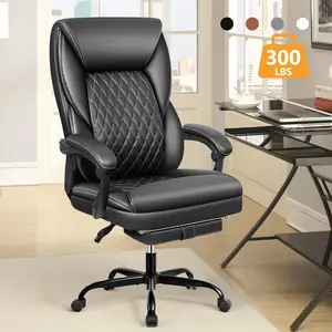 Office Chair, Big and Tall Office Chair Executive Office Chair with Foot Rest Ergonomic Office Chair Home Office Desk Chairs Reclining High Back Leather Chair with Lumbar Support