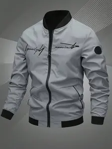 Men’s jacket Men’s outdoor sports jacket Sports shirt Windproof jacket Industrial embroidered lettering Flight jacket Fashionable, versatile, trendy