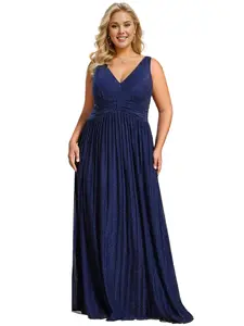 Ever-Pretty 【Plus size】Deep V Stretch Maxi  – Soft, Flowy & Slimming Gown for Summer Weddings, Vacations & Everyday Elegance02133 Garment Style Plus Size Spaghetti Strap Dress Sequin Strapless Cocktail Dress bonita  prom  dress