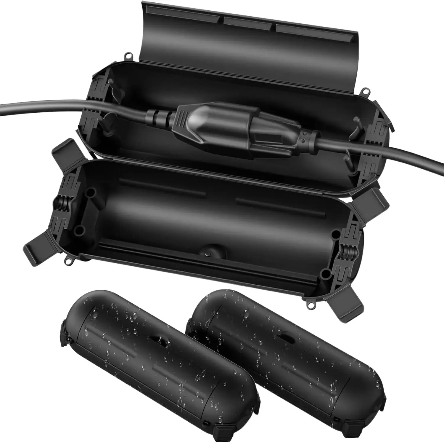 Flemoon Outdoor Waterproof Extension Cord Safety Cover [3/6/9 Pack] - Heavy-Duty Snap-Lock Lid Protector for RVs, Security Cameras, Fountains, Pool Pumps, Outdoor Power Needs