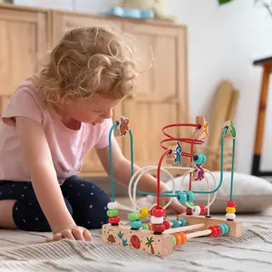 Edutree Kids Wooden Dinosaur Bead Maze Toy, Educational Counting Learning Toy for Toddlers, Colorful Dinosaur-themed Activity Play Set, Perfect Gift for Boys and Girls