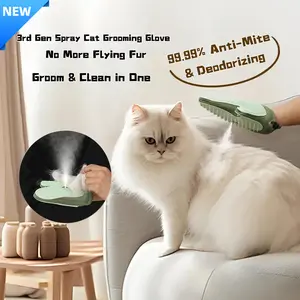 Universal Mist Spray Pet Grooming Glove for Cats & Dogs - Silicone Deshedding Massage Glove for Loose Fur Removal & Hair Control