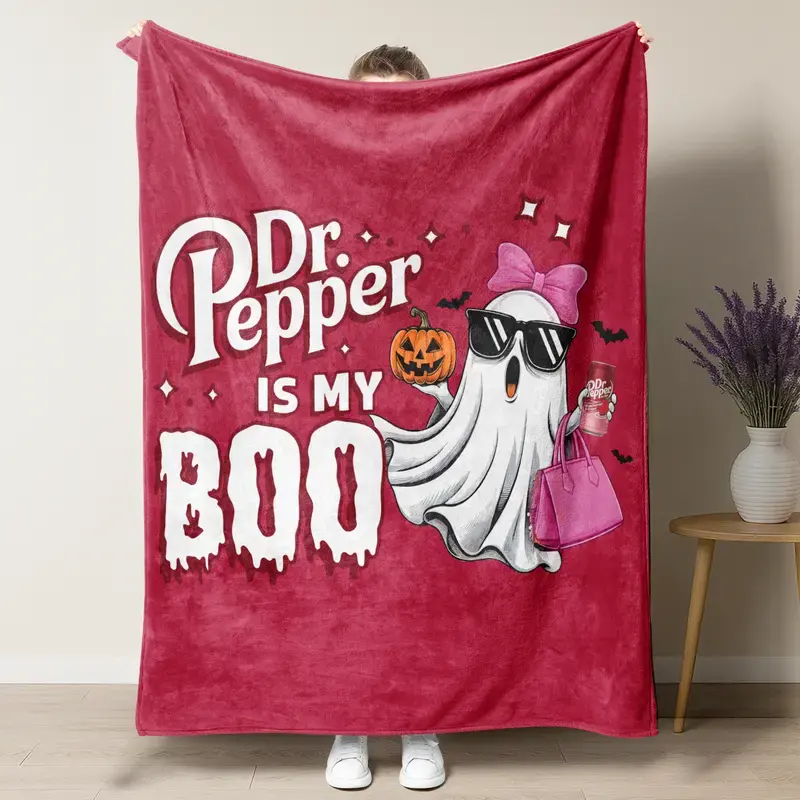 Classic Halloween Dr.pepper Blanket Soft & Warm 60 x 80 " Flannel Throw Blanket Bed Sofa Couch Bedroom Living Room Decor Soda Fan Merchandise Unique Gift Holiday Christmas Air Conditioning Summer Travel Camping King Queen Size Fleece Blankets Cozy