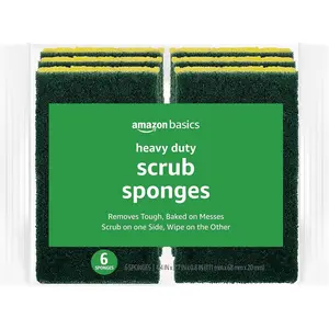 Amazon Basics Heavy Duty Sponges, 6 Count, Yellow/Green