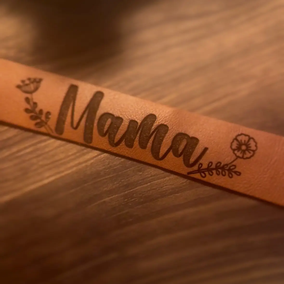 Mama - Laser Engraved Leather Bracelet
