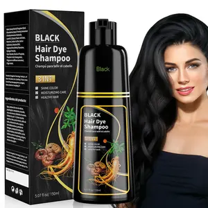 Black Hair Dye Shampoo 3 in 1, 150ML Hair Dye Shampoo for Women Men