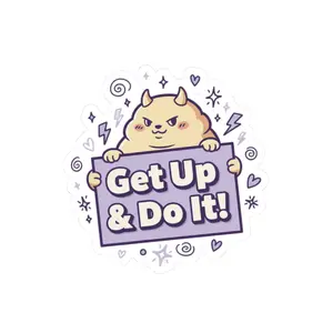 Motivational Demon Cat Get Up & Do It Sticker | Kiss-Cut Sticker