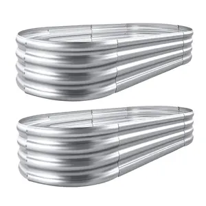 Galvanized Planter 4ft Raised Garden Bed 2-Pack - Antirusting, High Quality & Simple Installation for Vegetables, Flowers & Herbs, Ideal for Gardeners & Homeowners, Decorative for Outdoor Spaces Modern Patio Exterior